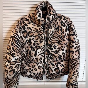 Cheetah/leopard print puffer coat